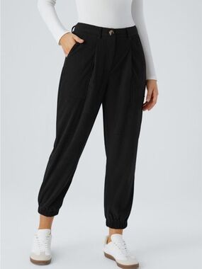 HALARA Black Elastic-Cuff Jogger Pants
